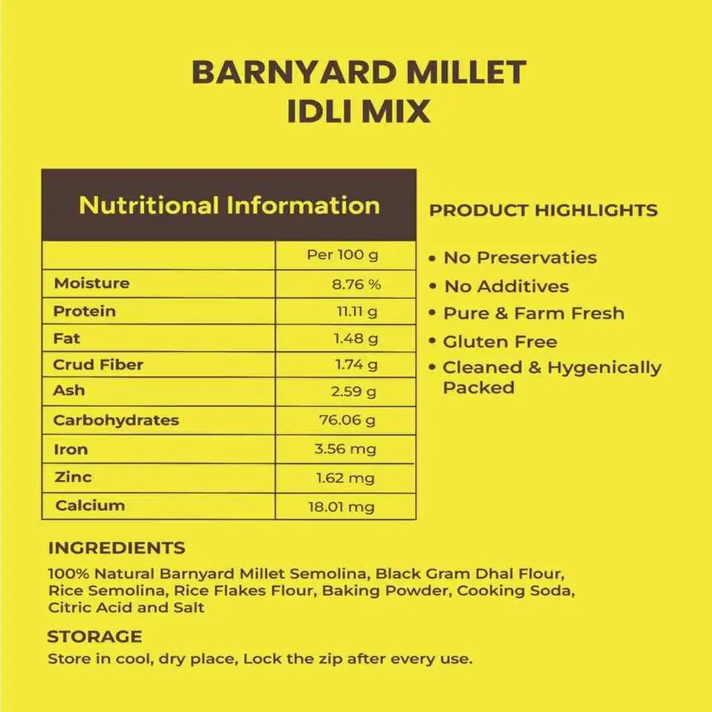 BarnyardMilletIdliMixNutritiontable